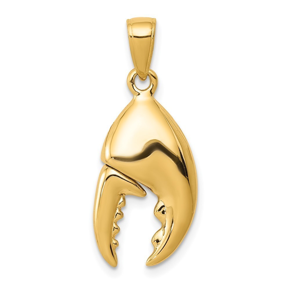 Million Charms 14k Yellow Gold 3-D Moveable Stone Crab Claw Necklace Pendant